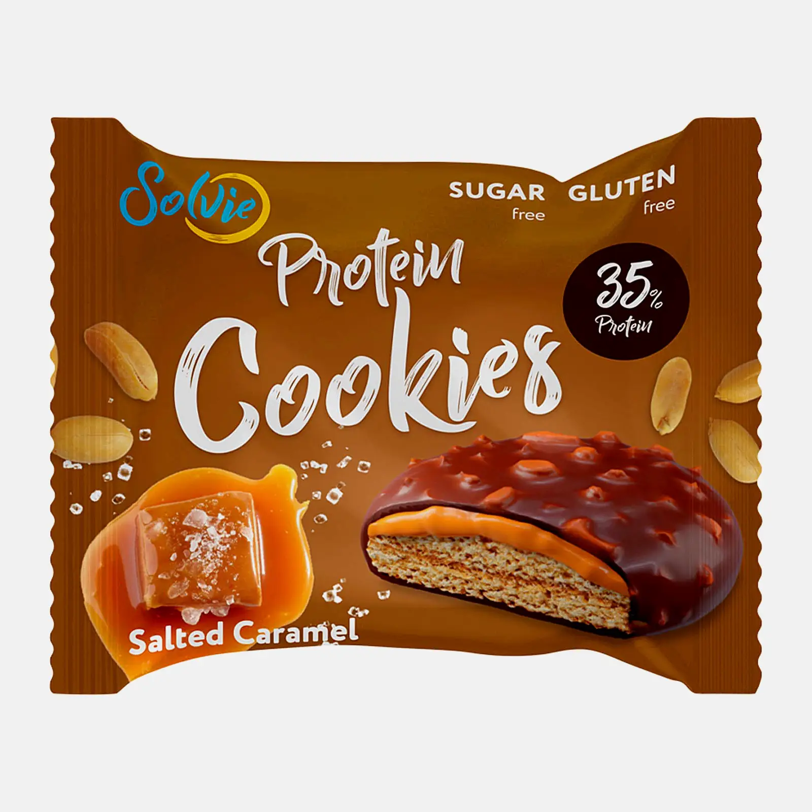 Изображение товара Протеиновое печенье Арахис и соленая карамель Solvie 60г