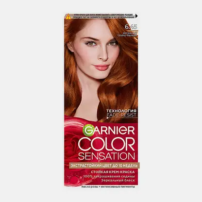 Стойкая крем-краска для волос Garnier Color Sensation Роскошь цвета оттенок 6.45 Янтарный Темно-рыжий 110мл