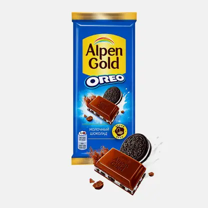 Шоколад молочный шоколадная начинка с кусочками Oreo Alpen Gold 85г