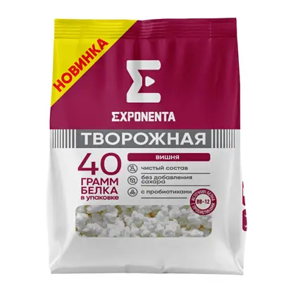 Изображение товара Продукт творожный Exponenta обезжиренный со вкусом вишня 250г