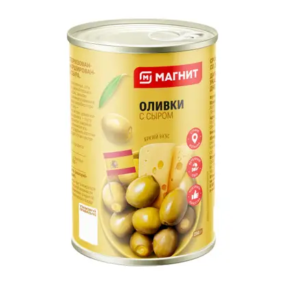 Изображение товара Оливки Магнит Зеленые с сыром 300мл