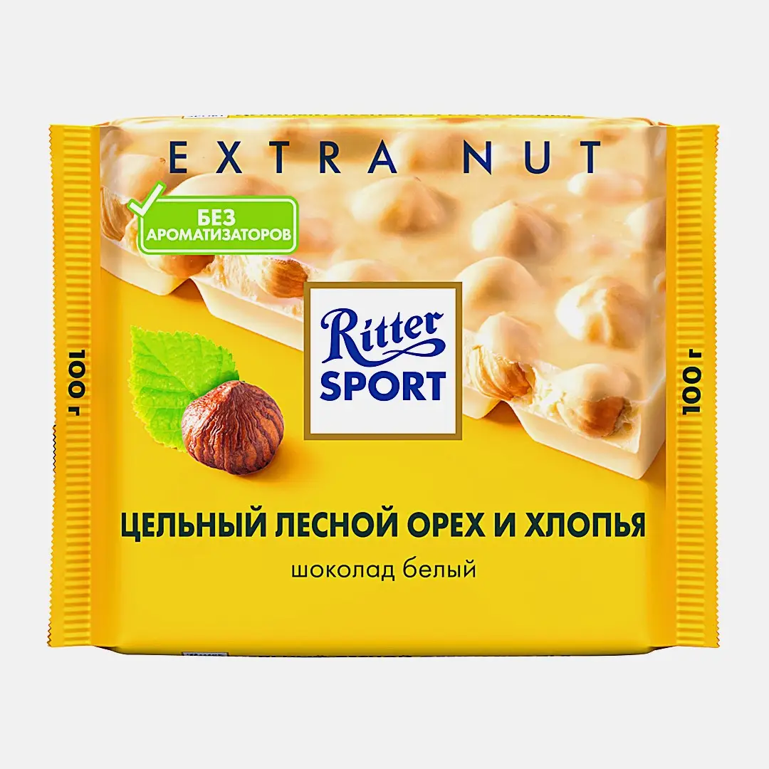 Шоколад Белый Цельный лесной орех и хлопья Ritter Sport 100г Шоколад Белый Цельный лесной орех и хлопья Ritter Sport 100г