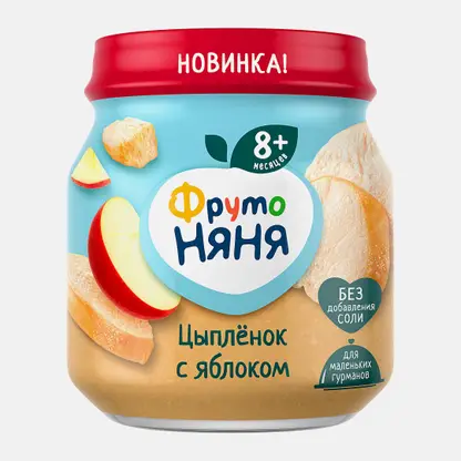 Пюре мясное цыпленок и яблоко Фрутоняня 100г