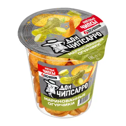 Изображение товара Чипсы пшеничные со вкусом маринованного огурчика Дон Чипсарро 90г Изображение товара Чипсы пшеничные со вкусом маринованного огурчика Дон Чипсарро 90г