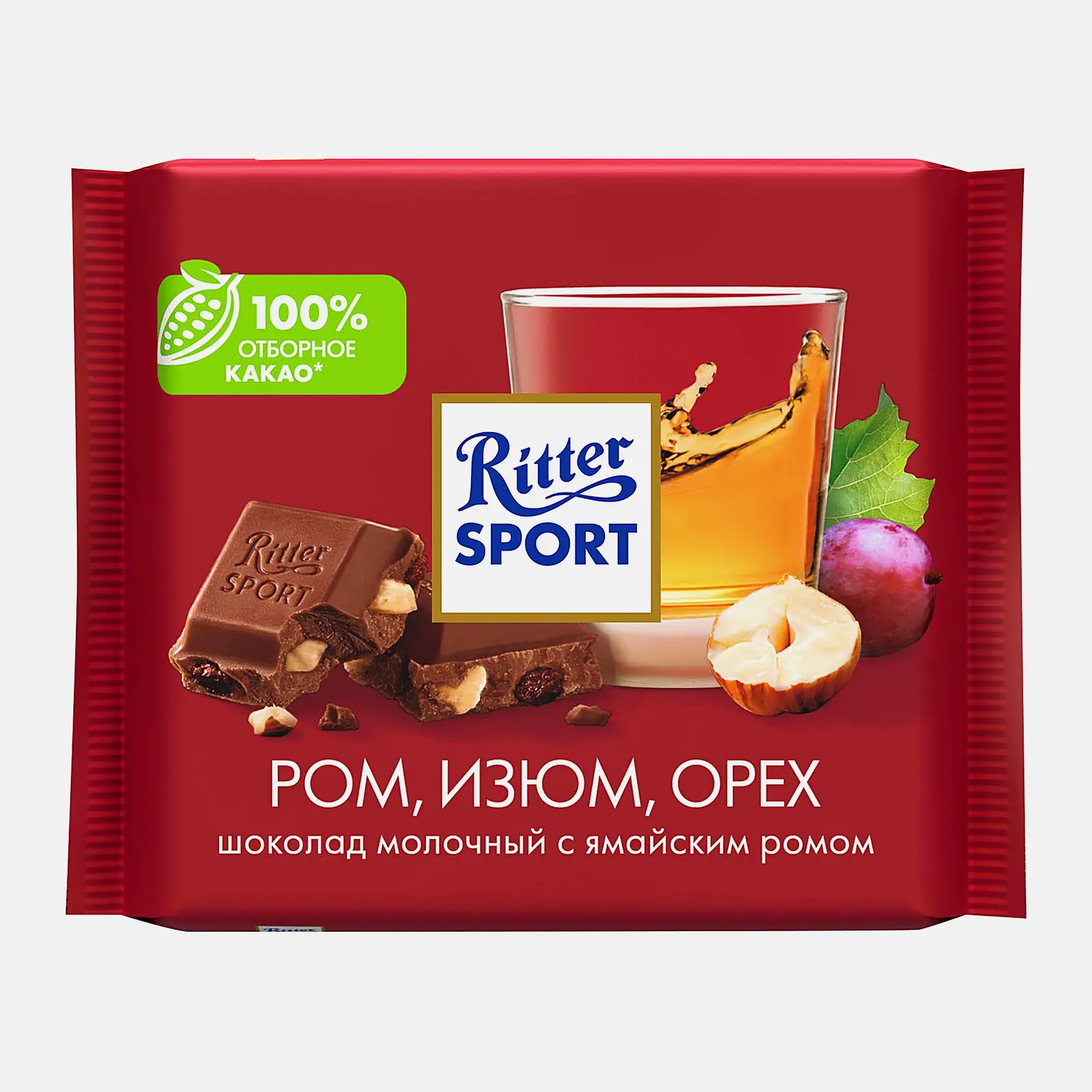 Изображение товара Шоколад Молочный с ромом изюмом и орехами Ritter Sport 100г