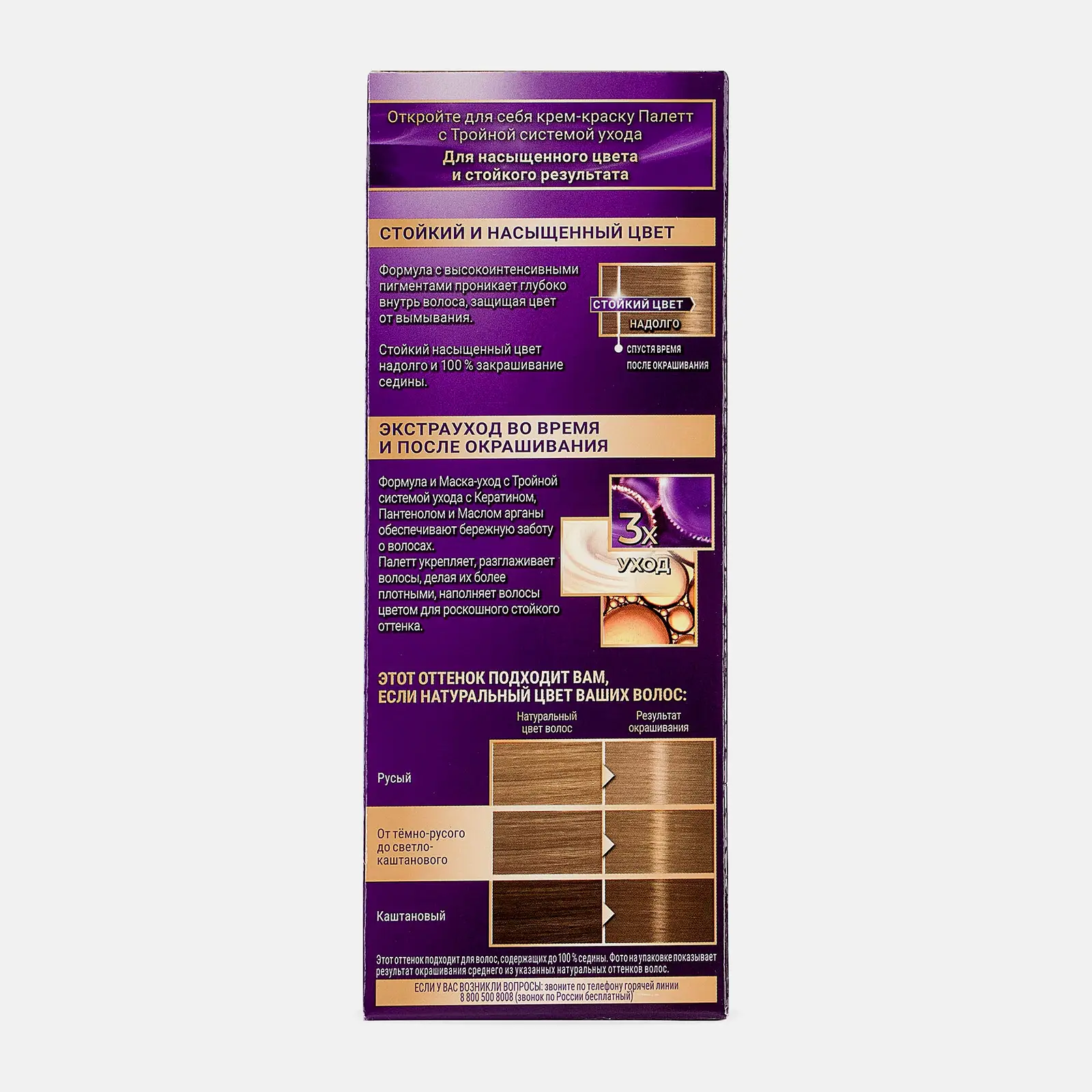 Стойкая крем-краска для волос Палетт Интенсивный цвет 7-2 Холодный русый