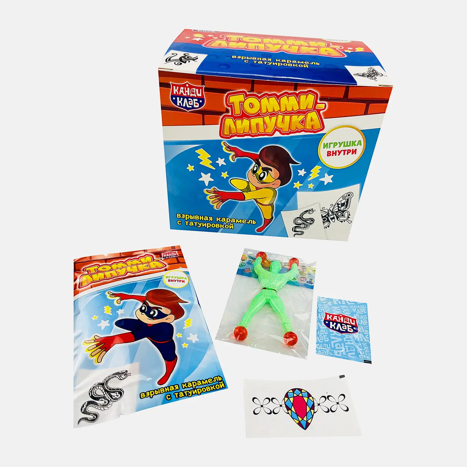 Карамель взрывная с тату Томми-липучка Канди Трейд 1г