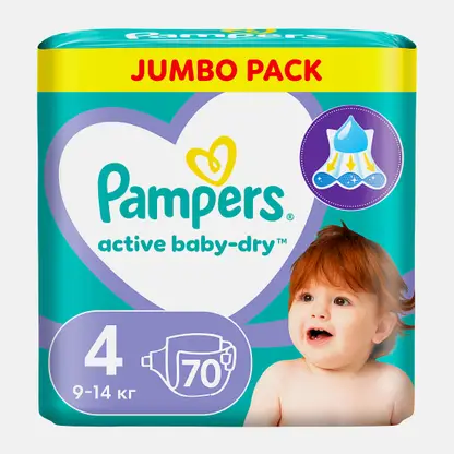 Подгузники Pampers Activebaby Maxi размер 4 7-14/9-14кг 70шт в ассортименте