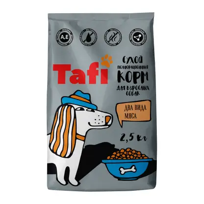 Изображение товара Сухой корм для собак Tafi 2 вида мяса 2.5кг