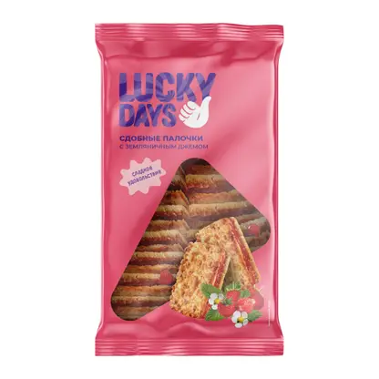 Изображение товара Сдобные палочки с земляничным джемом Lucky Days 370г