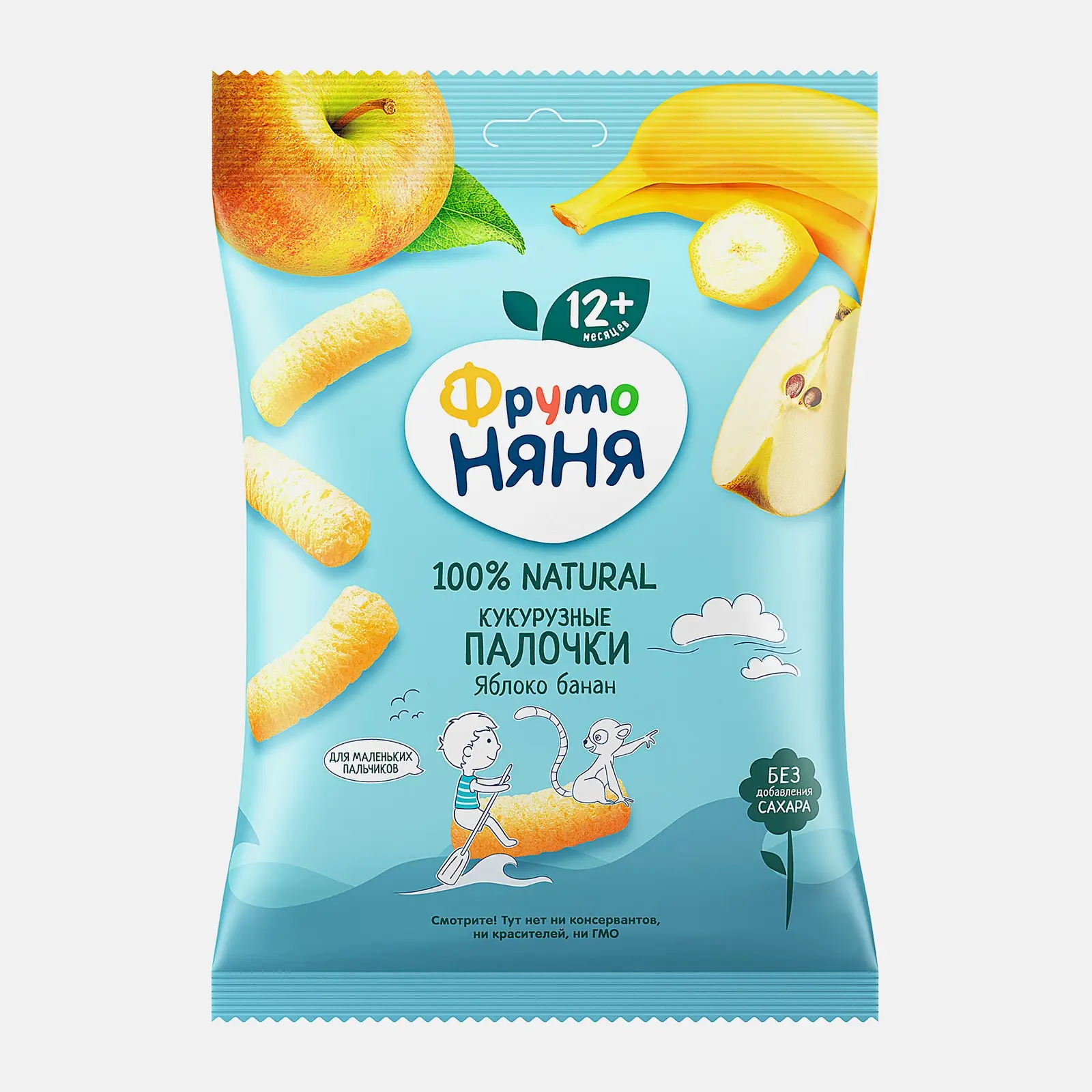 Изображение товара Кукурузные палочки Фрутоняня Яблоко-банан 20г, безопасный перекус для малышей