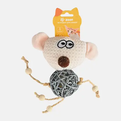 Игрушка для кошек Мышка Вьюн с колокольчиком Zoof