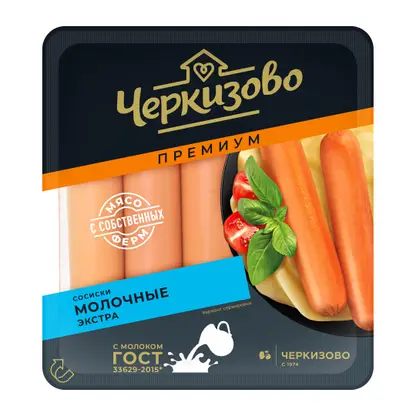 Изображение товара Сосиски Черкизово Премиум Молочные Экстра 400г натуральный вкус