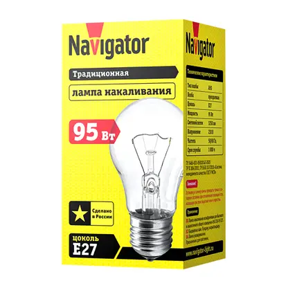 Изображение товара Лампа Navigator накаливания 95Вт прозрачная груша Е27