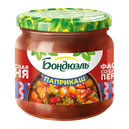 Изображение товара Белая фасоль в соусе со сладким перцем Паприкаш Бондюэль 360г