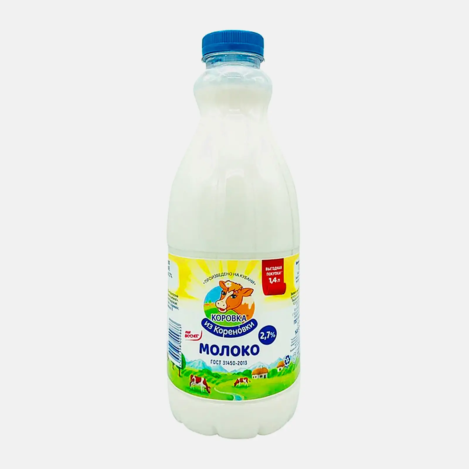 Молоко Коровка Из Кореновки пастеризованное 2.7% 1.4л