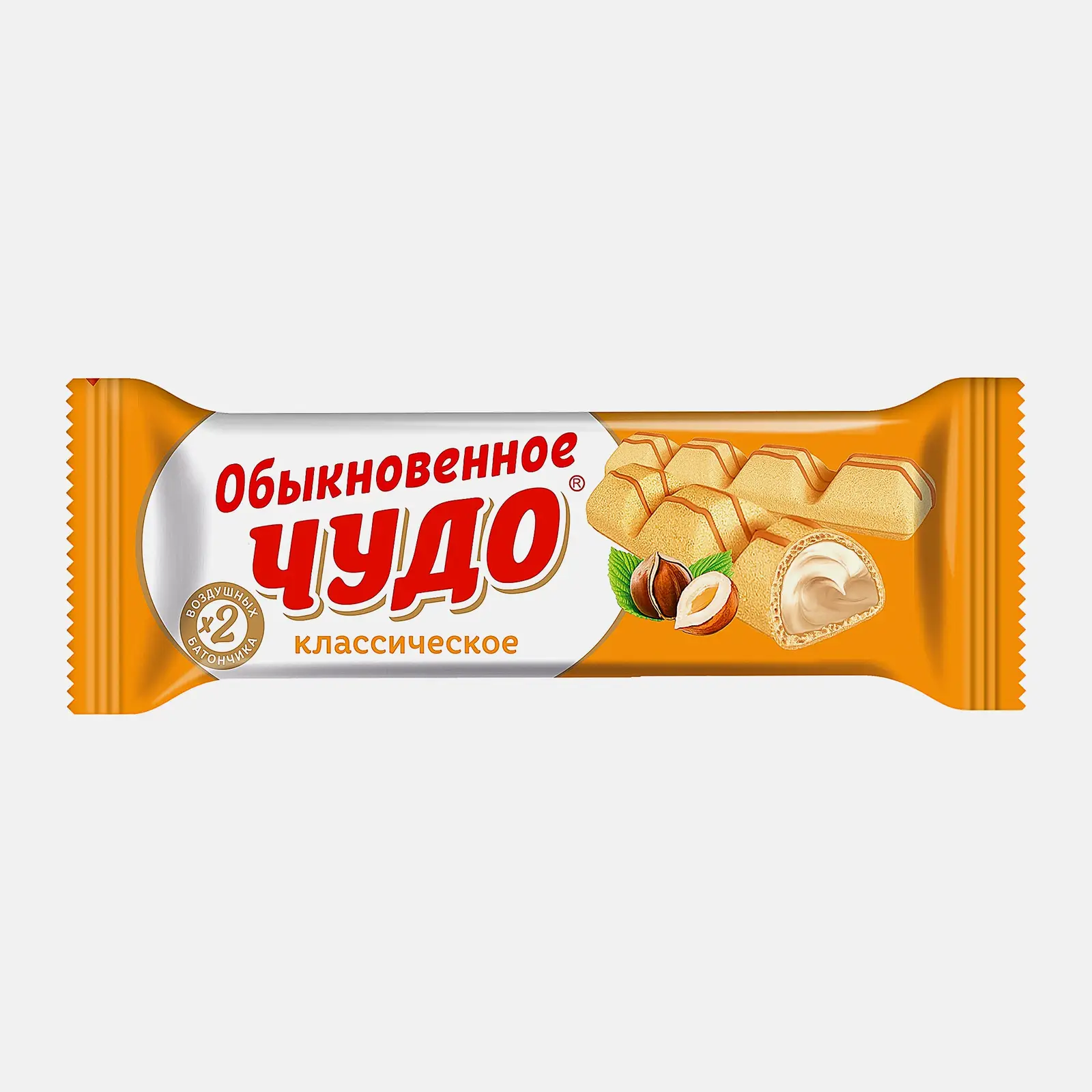 Изображение товара Вафельный батончик Обыкновенное чудо 40г с шоколадной глазурью и орехами