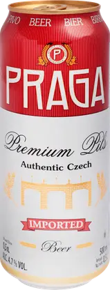 Пиво Praga светлое фильтрованное пастеризованное 4.7% 500мл