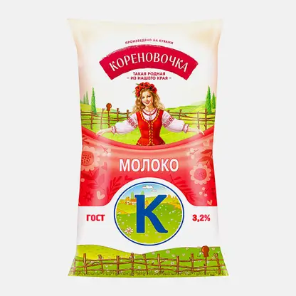 Молоко Кореновочка пастеризованное 3.2% 900г