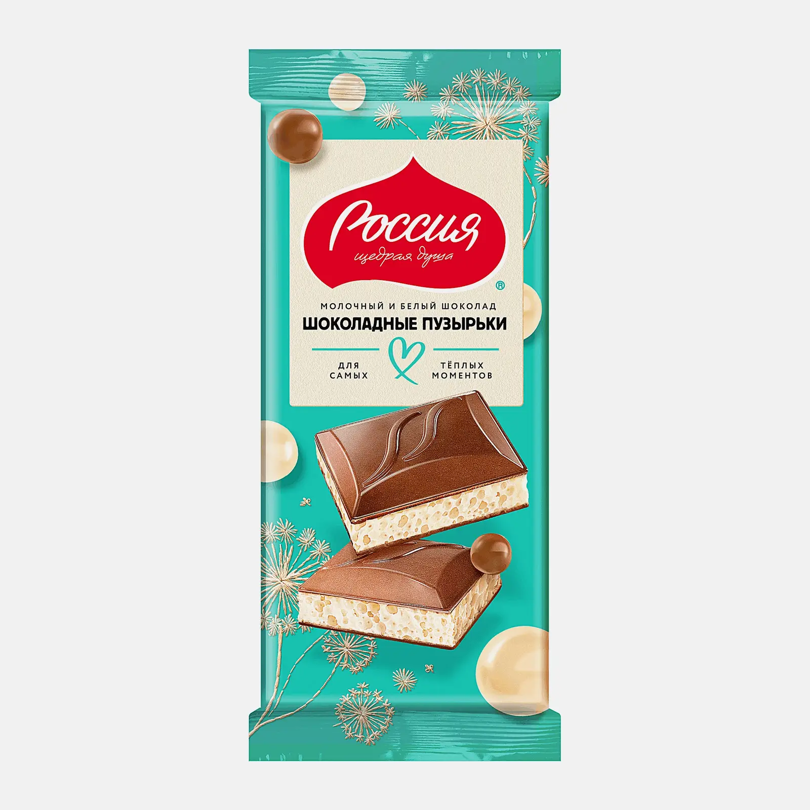 Изображение товара Шоколад молочный и белый пористый Россия Щедрая Душа 70/75 г
