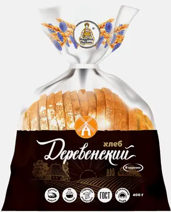 Хлеб Деревенский пшеничный нарезанный Краснодарский хлебозавод №6 400г