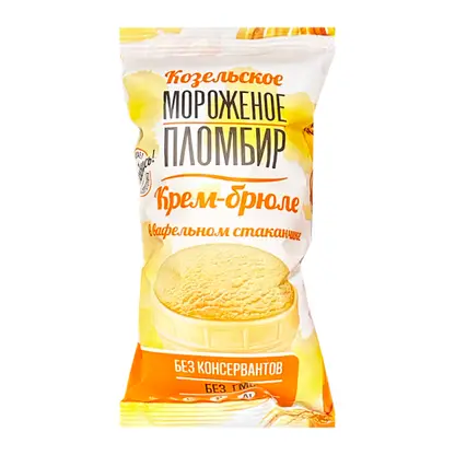 Изображение товара Мороженое Козельское пломбир крем-брюле вафельный стаканчик 80г