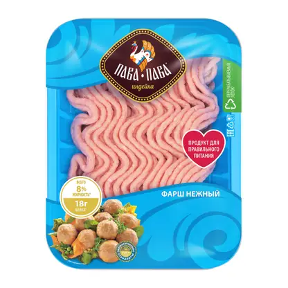 Изображение товара Фарш из индейки Пава-Пава Нежный 450г