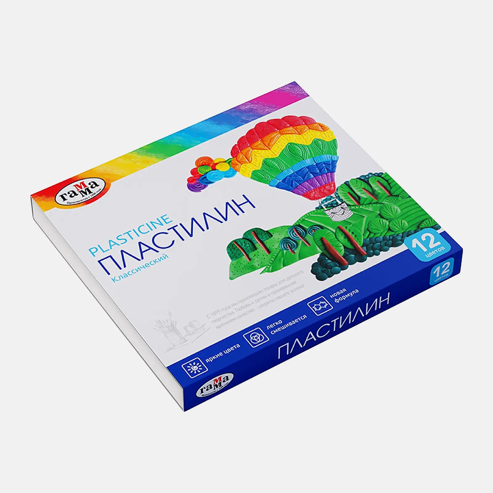 Пластилин Гамма Классический со стеком 12 цветов 240г