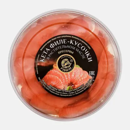 Кета филе-кусочки в растительном масле Золотая Fishka Акватории 180г