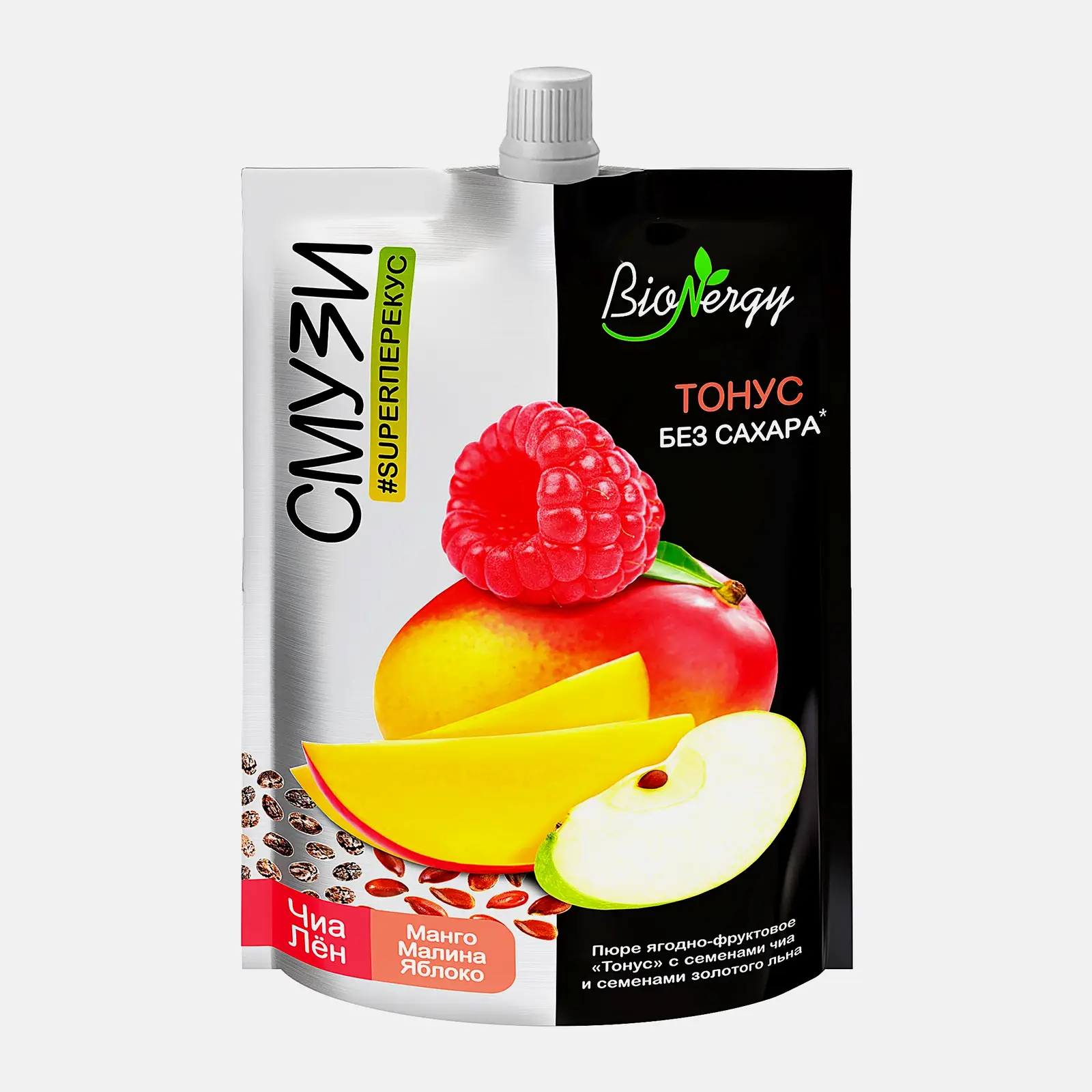 Пюре Bionergy Ягодно-фруктовое Тонус Чиа Лен 120г