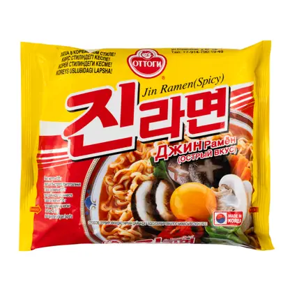 Изображение товара Лапша быстрого приготовления Ottogi Джин Рамен острый 120г