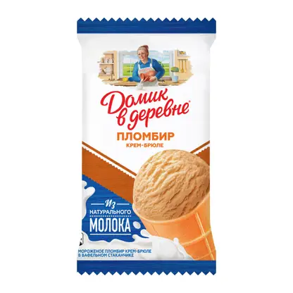 Изображение товара Мороженое Домик в деревне Пломбир крем-брюле 80г