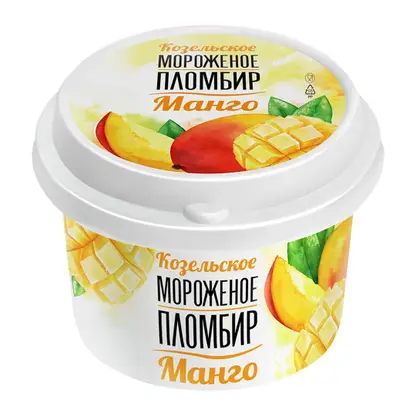 Изображение товара Мороженое Козельское Молоко Пломбир Манго 13.5% 150г