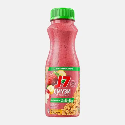 Смузи клубника-банан-яблоко со злаками и витаминами J7 300мл