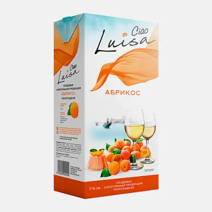 Плодовая алкогольная продукция Luisa Ciao Абрикос белая полусладкая 11% 1л