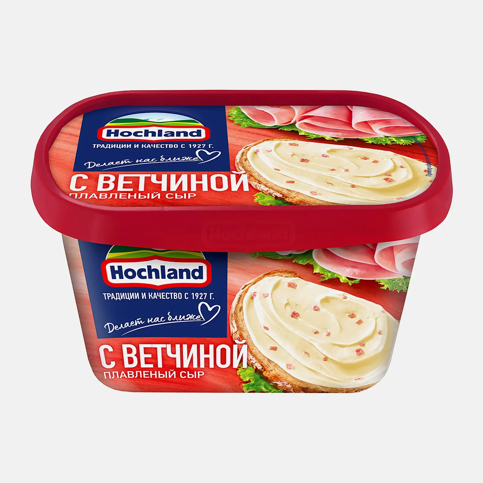 Изображение товара Плавленый сыр Hochland с ветчиной 55% 400г натуральная ветчина