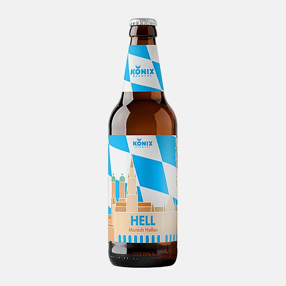 Пиво Konix Munich Helles светлое нефильтрованное пастеризованное 4.7% 450мл
