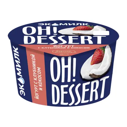 Изображение товара Йогурт с клубникой и кокосом Экомилк Oh!Dessert 4.2% 130г