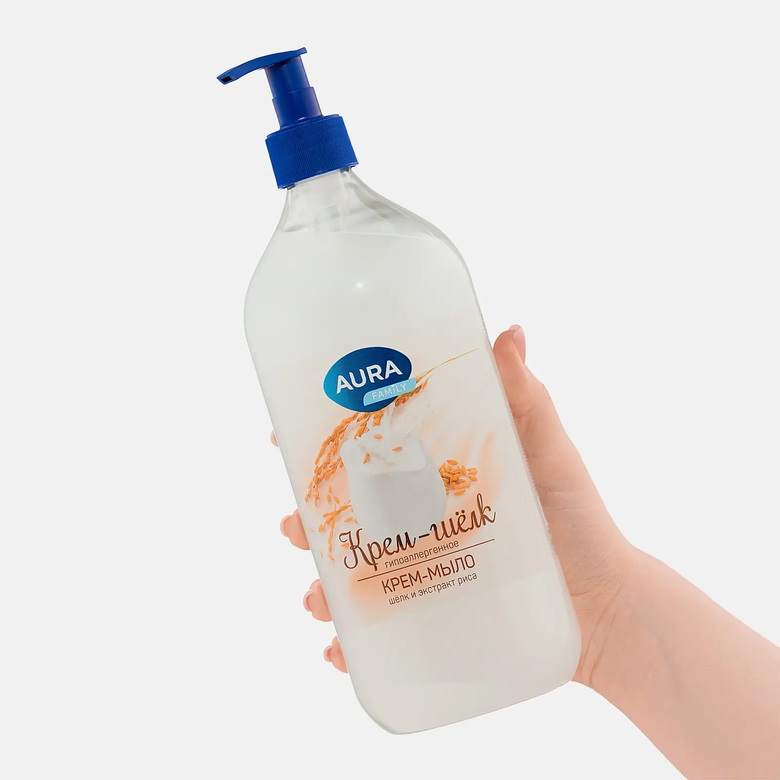 Крем-мыло Aura Silky Cream Шелк и рисовое молочко 1л - фото 2 Крем-мыло Aura Silky Cream Шелк и рисовое молочко 1л - фото 2