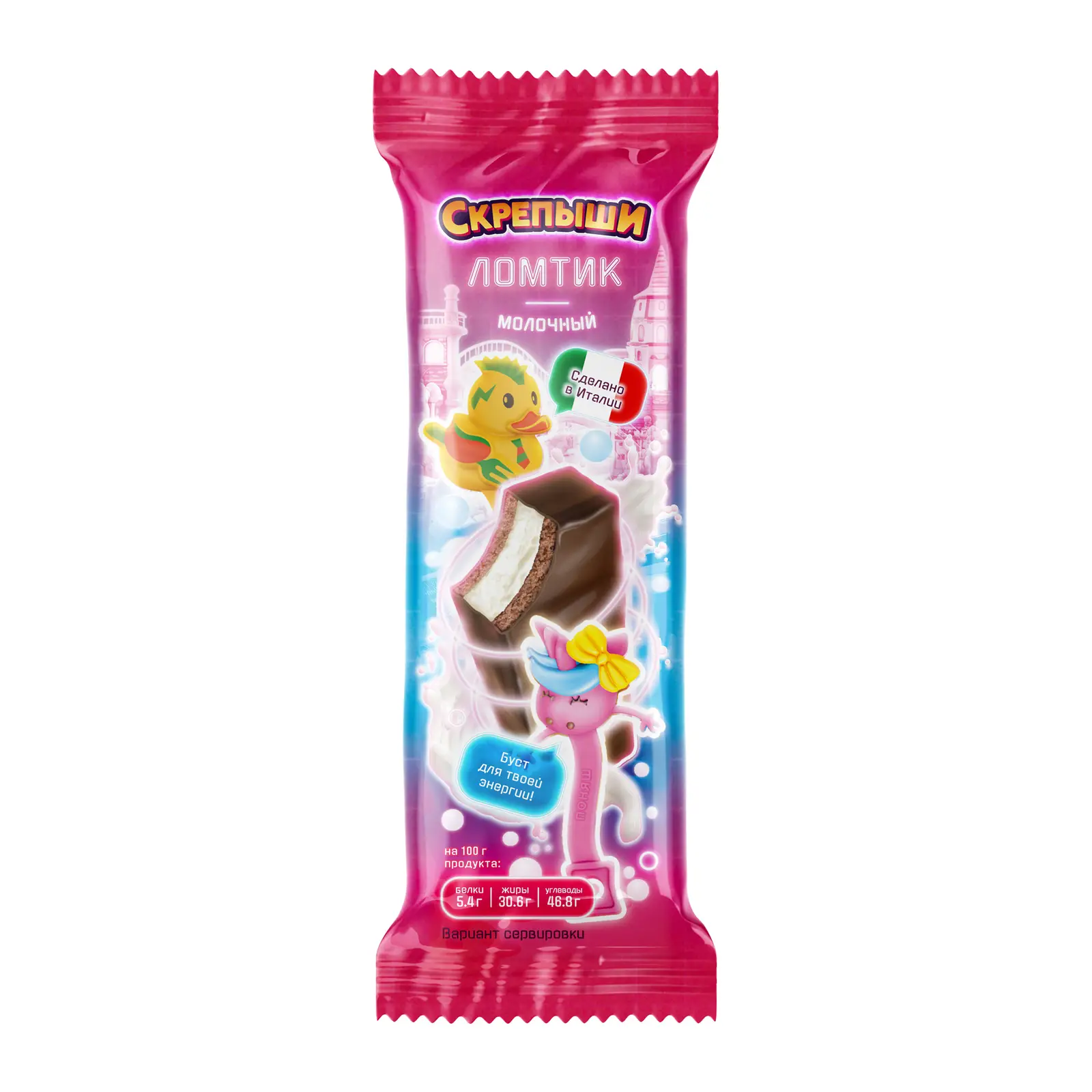 Изображение товара Пирожное бисквитное с кремом в глазури Скрепыши 30г