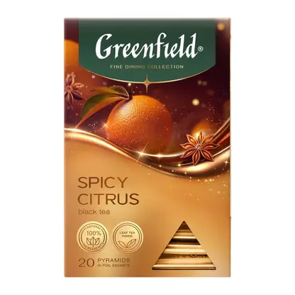 Изображение товара Черный чай с ароматом айва кардамон Greenfield Spicy Citrus 20пир