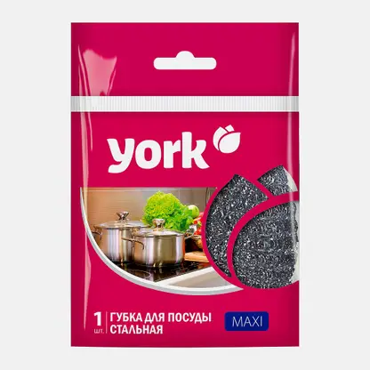 Мочалка York оцинкованная сталь Макси 1шт 11*11*3см 32г