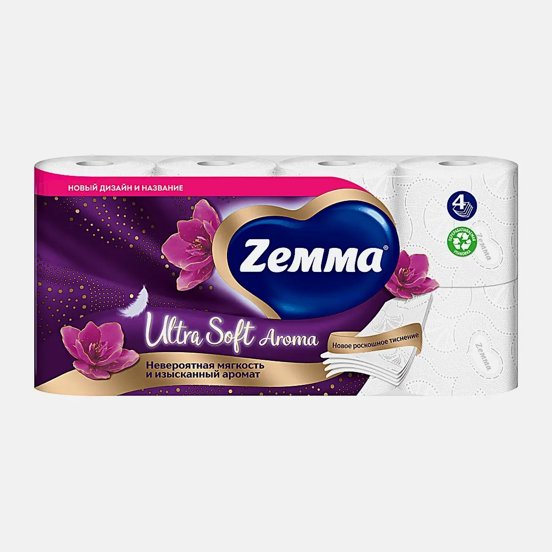 Туалетная бумага Zemma Ultra Soft 4 слоя 8 рулонов в ассортименте - фото 2