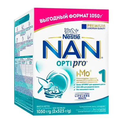 Изображение товара Смесь молочная сухая Nan 1 Optipro до 6 месяцев 1.05кг Изображение товара Смесь молочная сухая Nan 1 Optipro до 6 месяцев 1.05кг