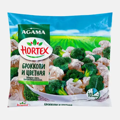 Смесь овощная Agama Брокколи и Цветная капуста быстрозамороженная 400г