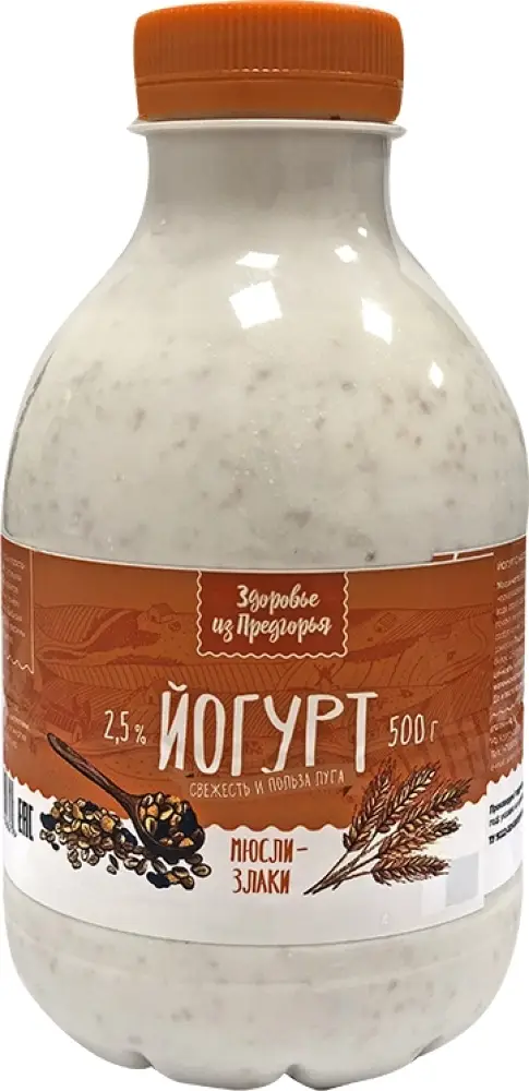 Йогурт Здоровье из Предгорья Мюсли и злаки 2.5% 500г