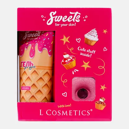 Подарочный набор Sweets L Cosmetics Бомбочка Donut 160г + Гель для душа 200мл в ассортименте