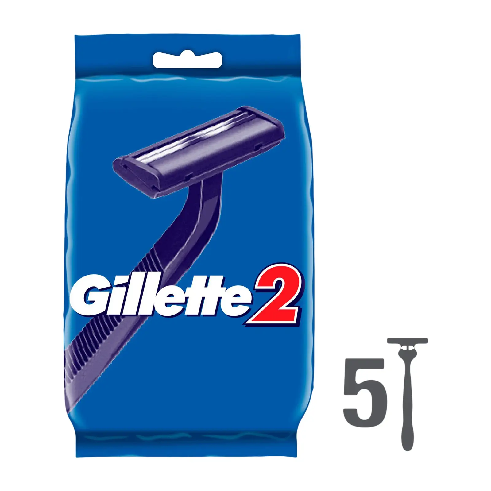 Изображение товара Одноразовые бритвенные станки Gillette 2, 5 шт, фиксированная головка, двойное лезвие