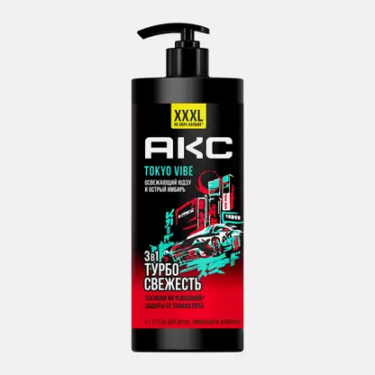 Гель для душа 3 в 1 Турбо свежесть Tokyo Vibe Axe 1л