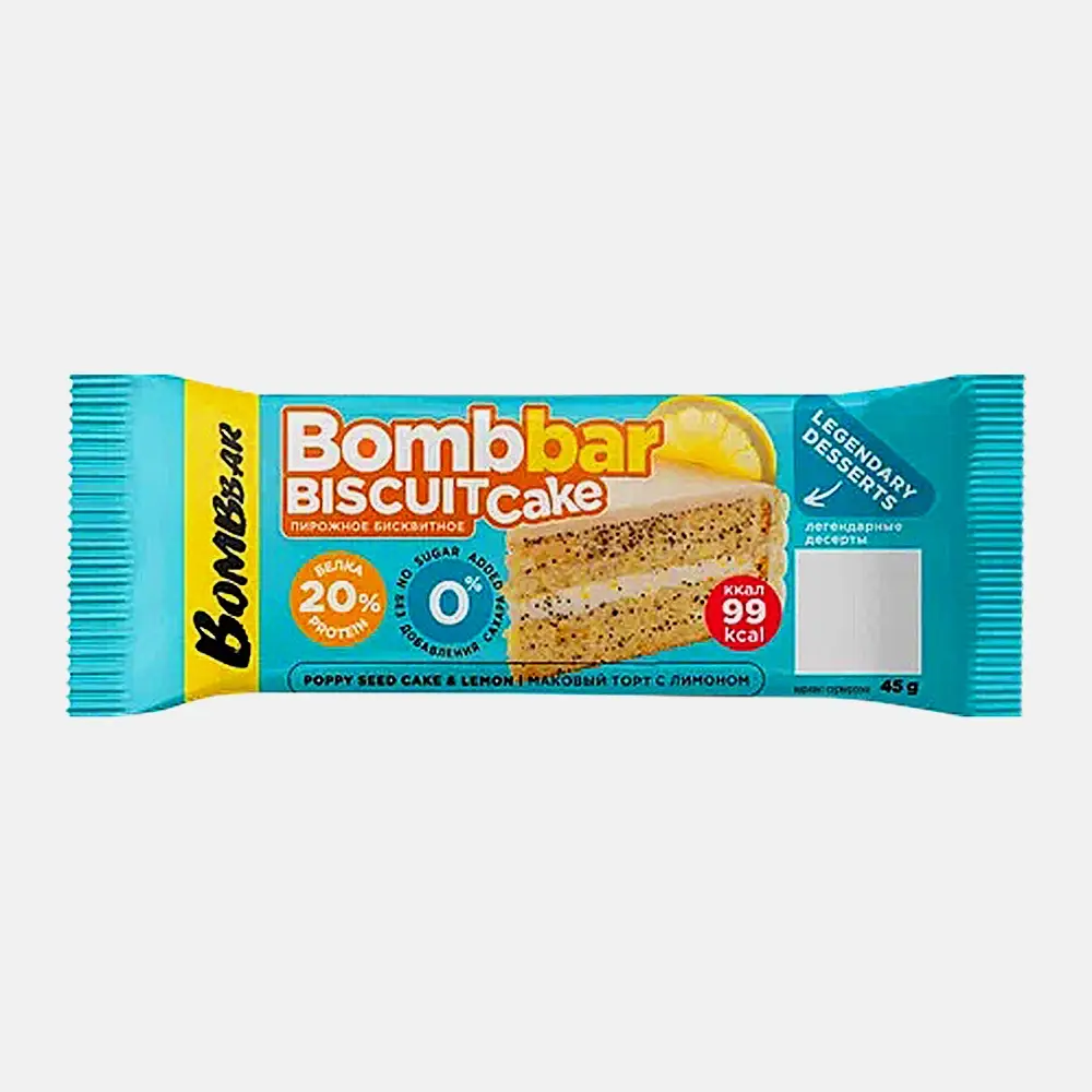 Пирожное протеиновое Маковый торт с лимоном Bombbar 45г - фото 2